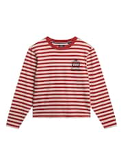 Superdry Red Country Club Long Sleeve Stripe Top - Image 7 of 7
