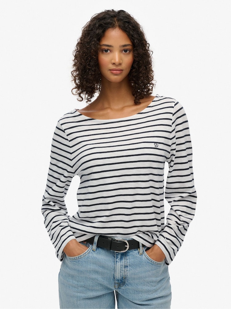 Superdry Blue Studios Slub Long Sleeve Top - Image 1 of 7