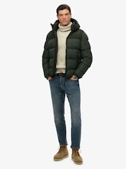 Superdry Green Colourblock Hooded Puffer Jacket - Image 4 of 8