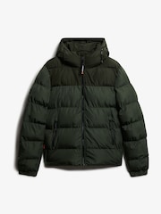 Superdry Green Colourblock Hooded Puffer Jacket - Image 7 of 8