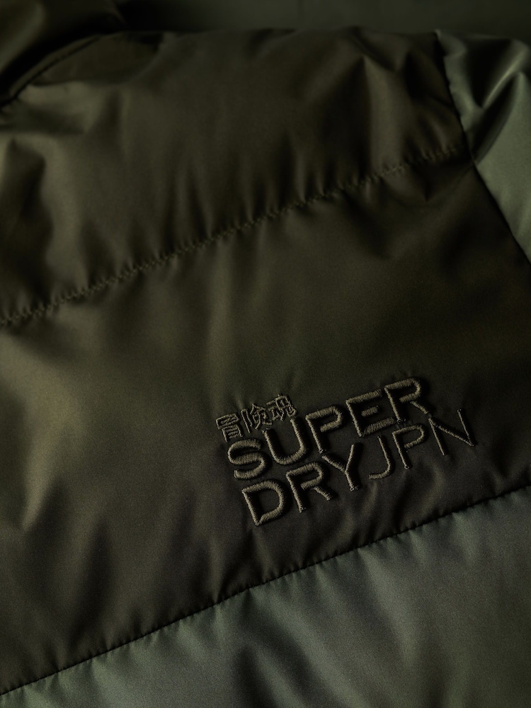 Superdry Green Colourblock Hooded Puffer Jacket - Image 8 of 8