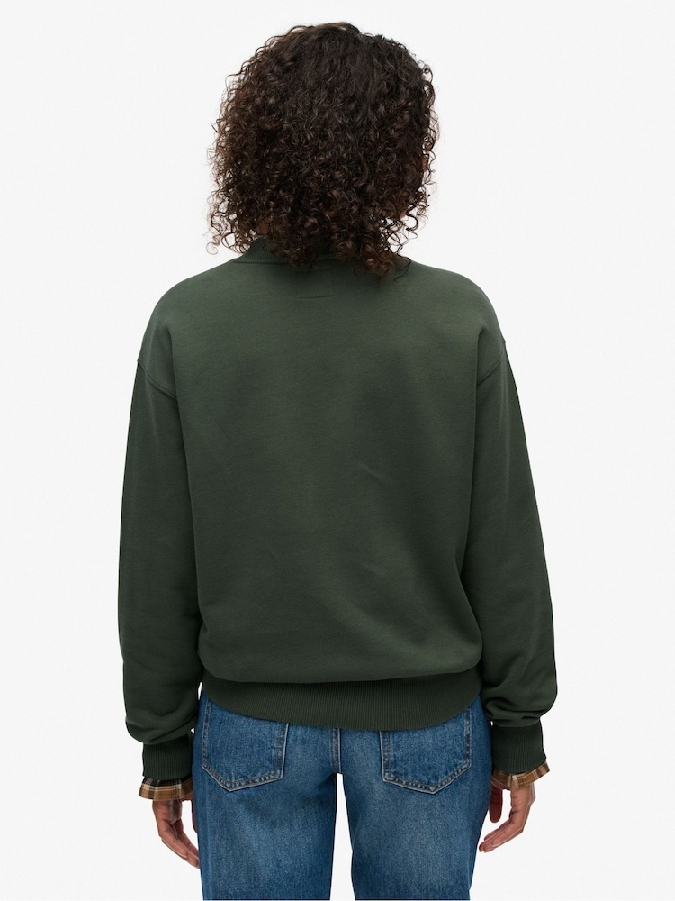 Superdry Green Brand Mark Loose Crew Sweattop - Image 2 of 6 Superdry Green Brand Mark Loose Crew Sweattop - Image 2 of 6