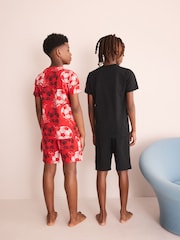 Red/Black Football Short Pyjamas 2 Pack (3-16yrs) - Image 3 of 6