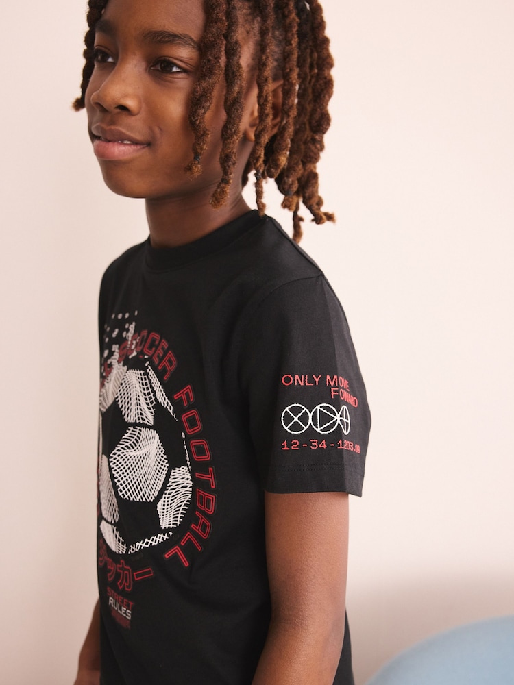 Red/Black Football Short Pyjamas 2 Pack (3-16yrs) - Image 6 of 6