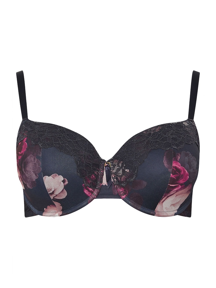 Yours Curve Blue Floral Print T-Shirt Bra 2 Pack - Image 8 of 8 Yours Curve Blue Floral Print T-Shirt Bra 2 Pack - Image 8 of 8