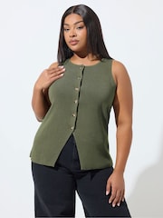 Yours Curve Green Limited Knitted Waistcoat - Image 1 of 6