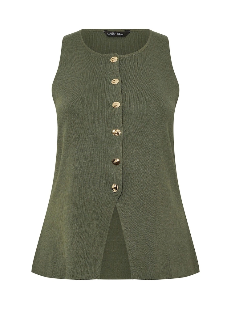 Yours Curve Green Limited Knitted Waistcoat - Image 6 of 6 Yours Curve Green Limited Knitted Waistcoat - Image 6 of 6