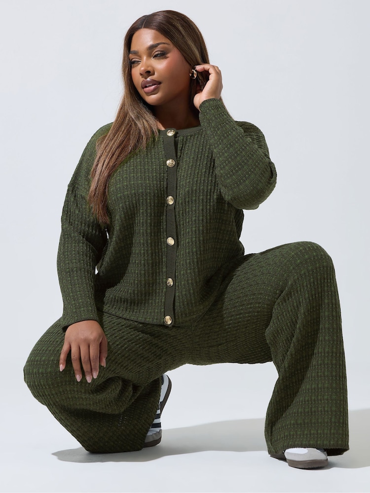 Yours Curve Green Limited Boucle Cardigan - Image 1 of 5