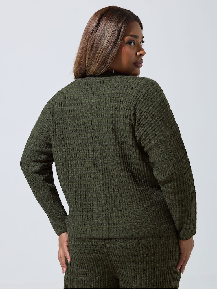 Yours Curve Green Limited Boucle Cardigan - Image 2 of 5