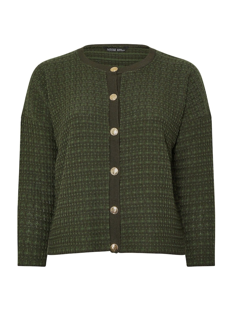 Yours Curve Green Limited Boucle Cardigan - Image 5 of 5