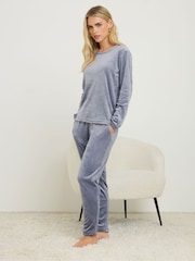 modra - PixieGirl Petite Super Luxe Long Sleeve Pyjamas Set - Slika 1 iz 5