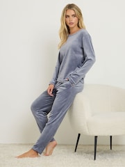 modra - PixieGirl Petite Super Luxe Long Sleeve Pyjamas Set - Slika 2 iz 5