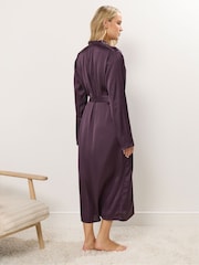 Vermelho - Robe longo e alto de cetim Sally - Imagem 3 de 5