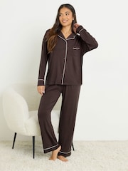 PixieGirl Petite Brown Long Sleeve Pyjamas Set - Image 1 of 5