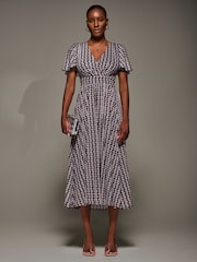 Jolie Moi Black Mesh Short Sleeve Midaxi Dress - Image 1 of 6