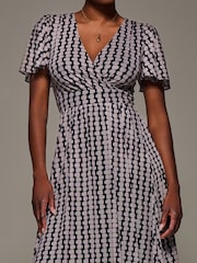 Jolie Moi Black Mesh Short Sleeve Midaxi Dress - Image 3 of 6