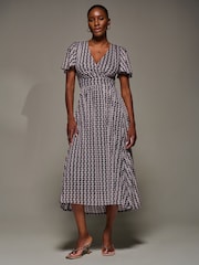Jolie Moi Black Mesh Short Sleeve Midaxi Dress - Image 5 of 6