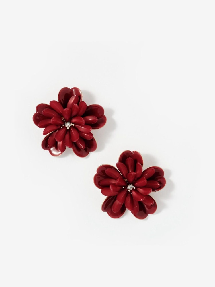 Mint Velvet Gold Tone Floral Statement Earrings - Image 2 of 3