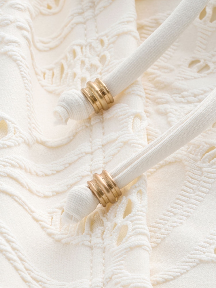 Cream Broderie Ruched Side Tummy Shaping Control Swimsuit - Image 2 of 4 Cream Broderie Ruched Side Tummy Shaping Control Swimsuit - Image 2 of 4