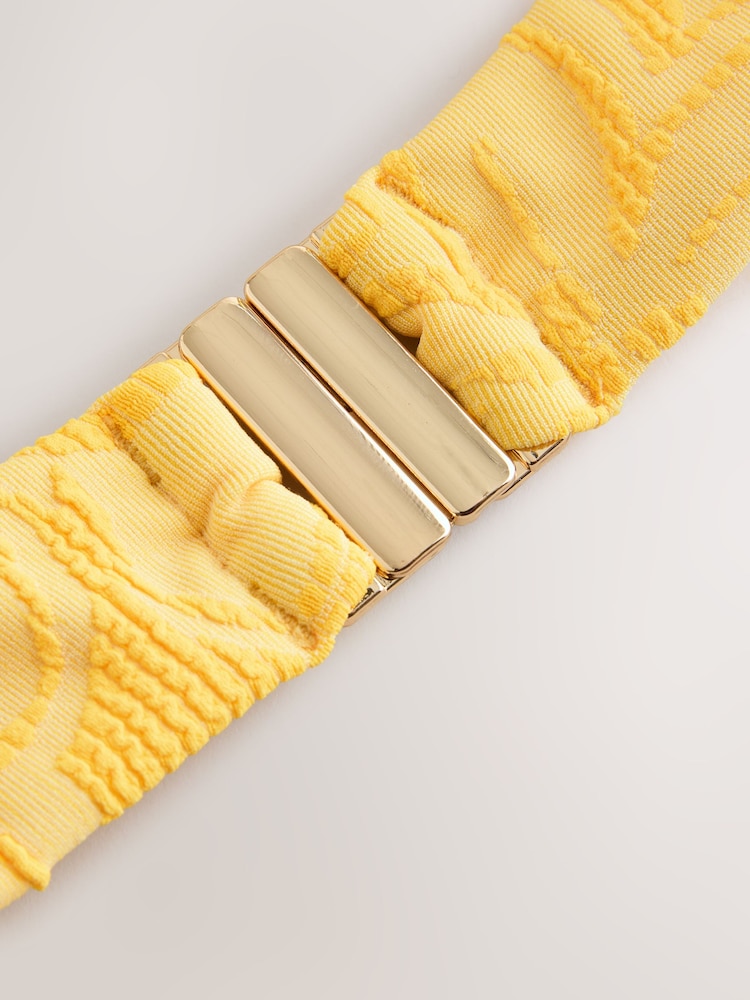 Yellow Floral Jacquard Non Padded Underwired Bikini Top - Image 8 of 8