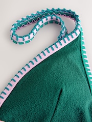 Green/Pink Whipstitch Triangle Bikini Top - Image 8 of 9