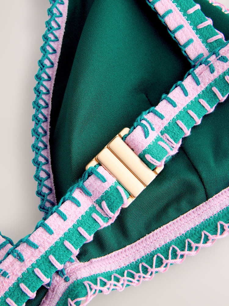 Green/Pink Whipstitch Triangle Bikini Top - Image 9 of 9 Green/Pink Whipstitch Triangle Bikini Top - Image 9 of 9