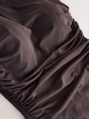 Schokoladenbraun - One Shoulder Hardware Gathered Tummy Control Swimsuit - Bild 6 von 7