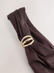 Schokoladenbraun - One Shoulder Hardware Gathered Tummy Control Swimsuit - Bild 7 von 7