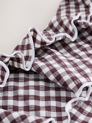 Chocolate Brown Gingham High Leg Frill Bikini Bottoms - Image 6 of 7