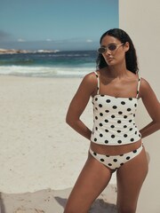 White/Black Polka Dot High Leg Bikini Bottoms - Image 2 of 3