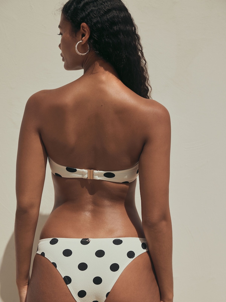 White/Black Polka Dot High Leg Bikini Bottoms - Image 8 of 8