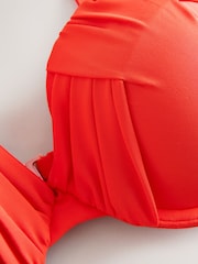 Red Draped Padded Shaping Wired Bikini Top - Image 2 of 4