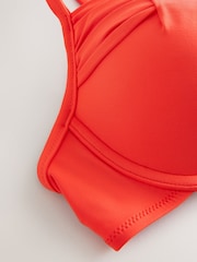 Red Draped Padded Shaping Wired Bikini Top - Image 3 of 4
