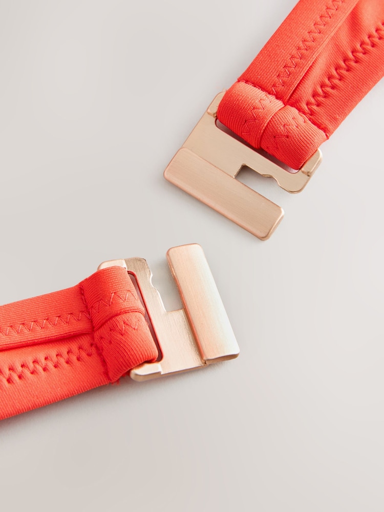 Red Draped Padded Shaping Wired Bikini Top - Image 4 of 4