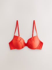 Red Draped Padded Shaping Wired Bikini Top - Image 5 of 8