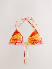 White/Red Floral Kew Collection Hardware Triangle Bikini Top - Image 6 of 8