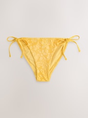 Yellow Floral Jacquard Tie Side Bikini Bottoms - Image 5 of 7