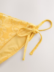 Yellow Floral Jacquard Tie Side Bikini Bottoms - Image 7 of 7