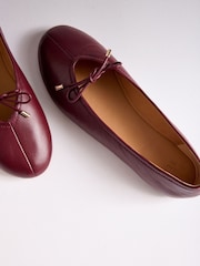 Бургундия кызыл - The Set Premium Leather Suede Bow Ballerinas - 7ичинен 6 сүрөт