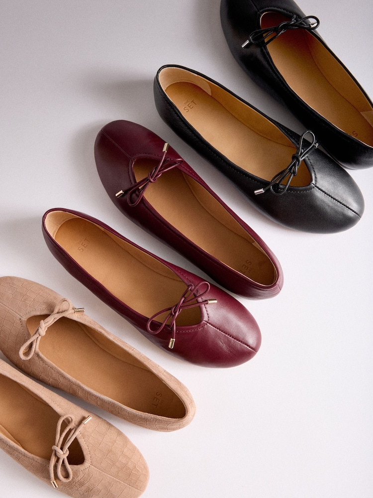 The Set Premium Leather Suede Bow Ballerinas Black - Image 8 of 8