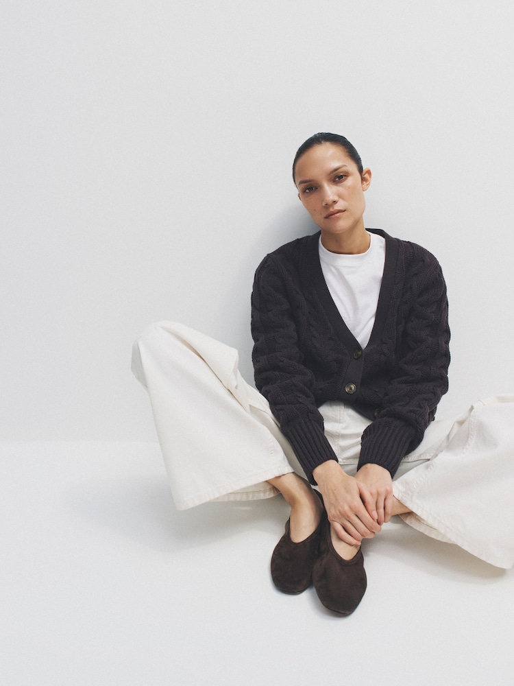 The Set Soft Suede Leather Ballerinas Chocolate Brown - Image 4 of 4