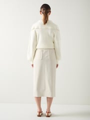 LK Bennett Cream Sibyl  Wide Cord Midi Cream Skirt - Image 2 of 6