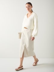 LK Bennett Cream Sibyl  Wide Cord Midi Cream Skirt - Image 4 of 6