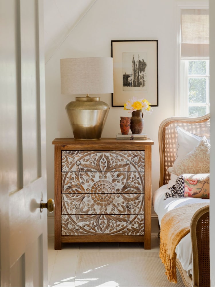 Kirei Home White Four Drawer Mango Wood Chest - Image 1 of 3