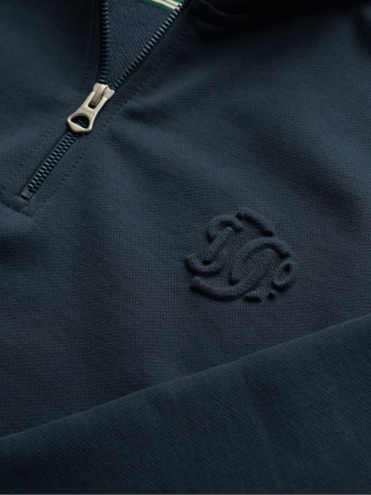 Superdry Blue Country Club Embossed Half-Zip Jumper - Image 8 of 8 Superdry Blue Country Club Embossed Half-Zip Jumper - Image 8 of 8