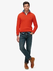 Superdry Orange Cotton Half Zip Knit Jumper - Image 3 of 6