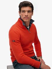 Superdry Orange Cotton Half Zip Knit Jumper - Image 4 of 6
