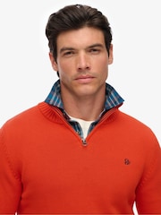 Superdry Orange Cotton Half Zip Knit Jumper - Image 5 of 6