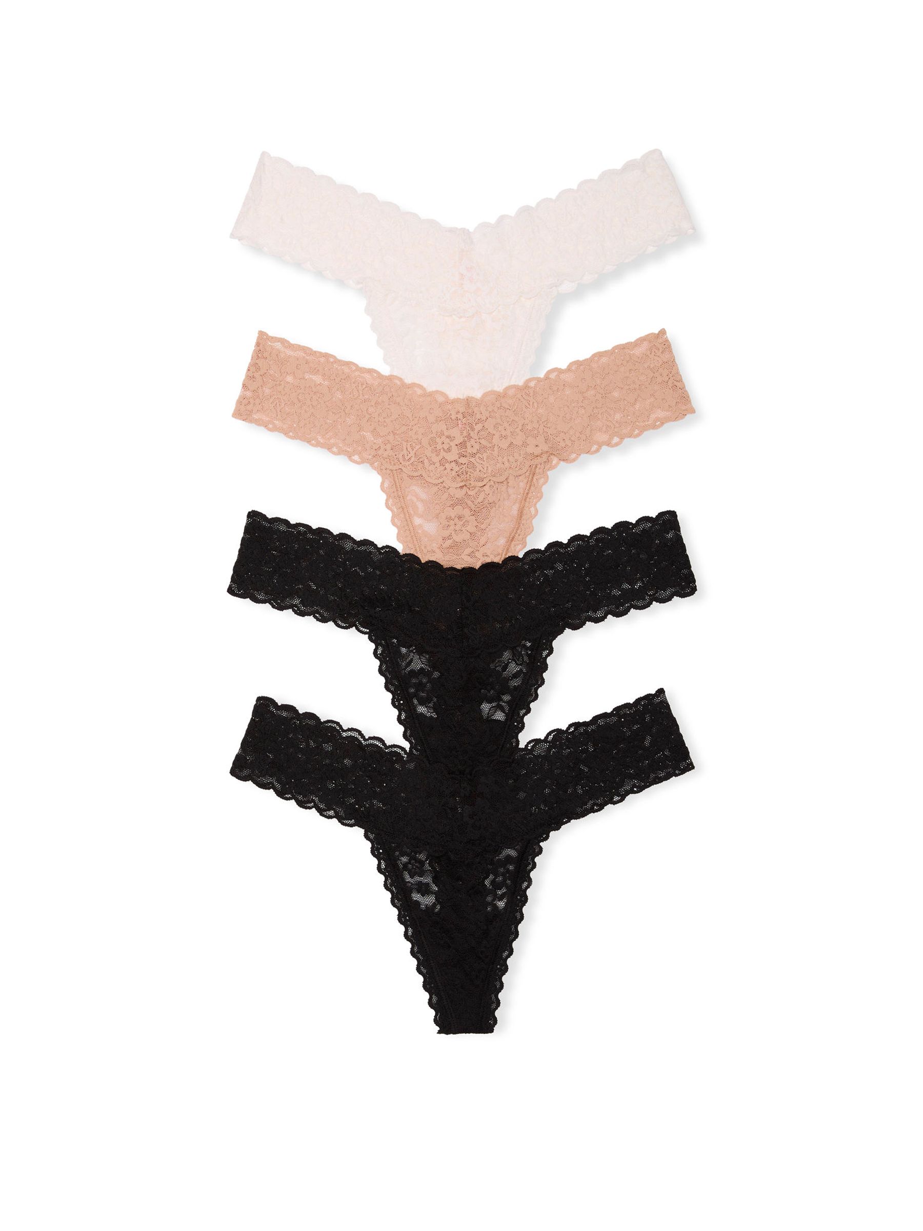 Victoria's Secret Black/Nude/White Thong 4 Pack Knickers