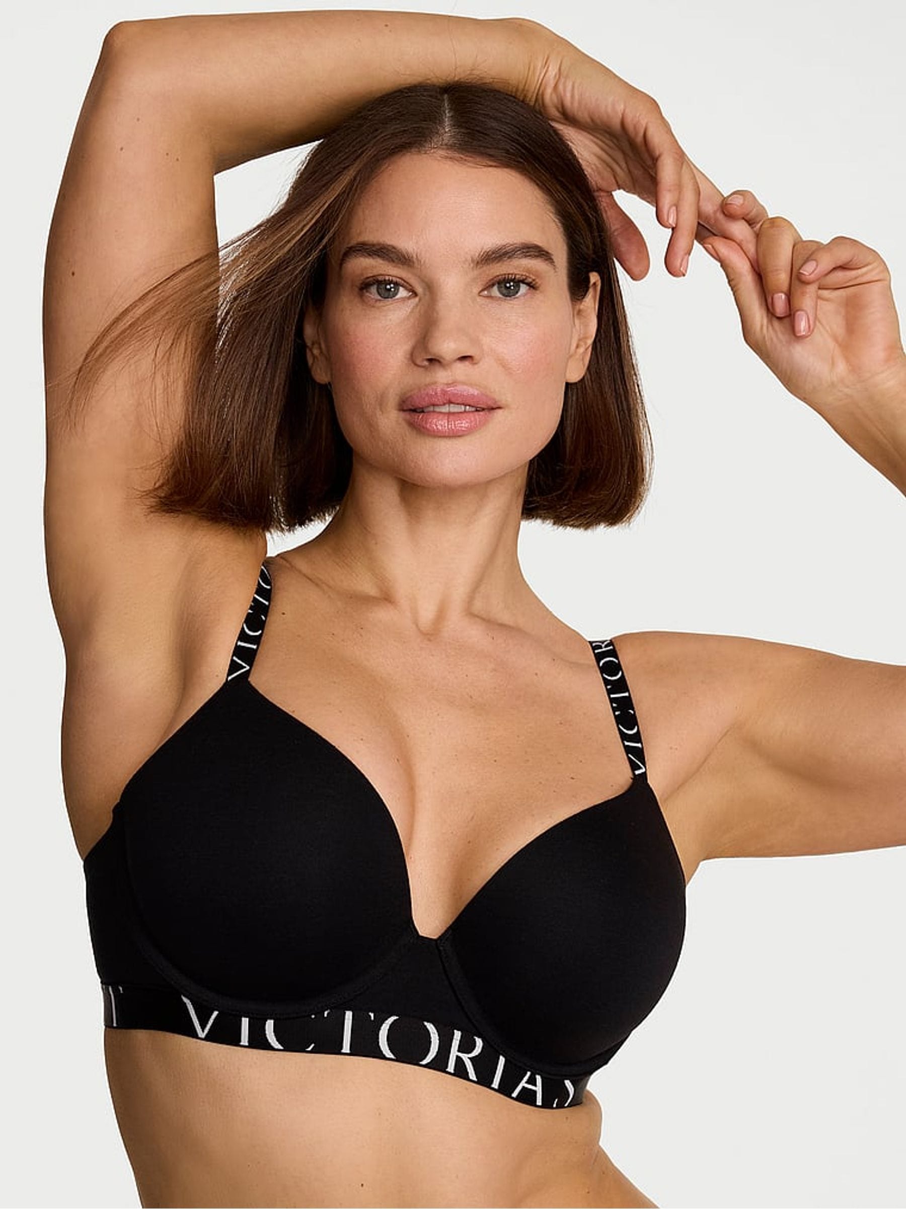 Victoria's Secret Black Full Cup Push Up Cotton Exploded Logo Bra